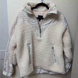 Sherpa Quarter Zip / Medium / Eyelet Lace Details / Cozy / Boho / Scandi Girl